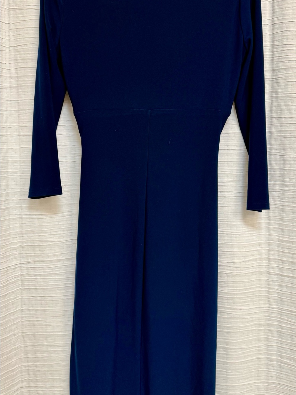Ralph Lauren Navy Draped Wrap-Front Long Sleeve Midi Dress - Picture 4 of 6